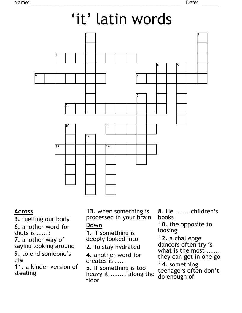 ‘it’ latin words Crossword