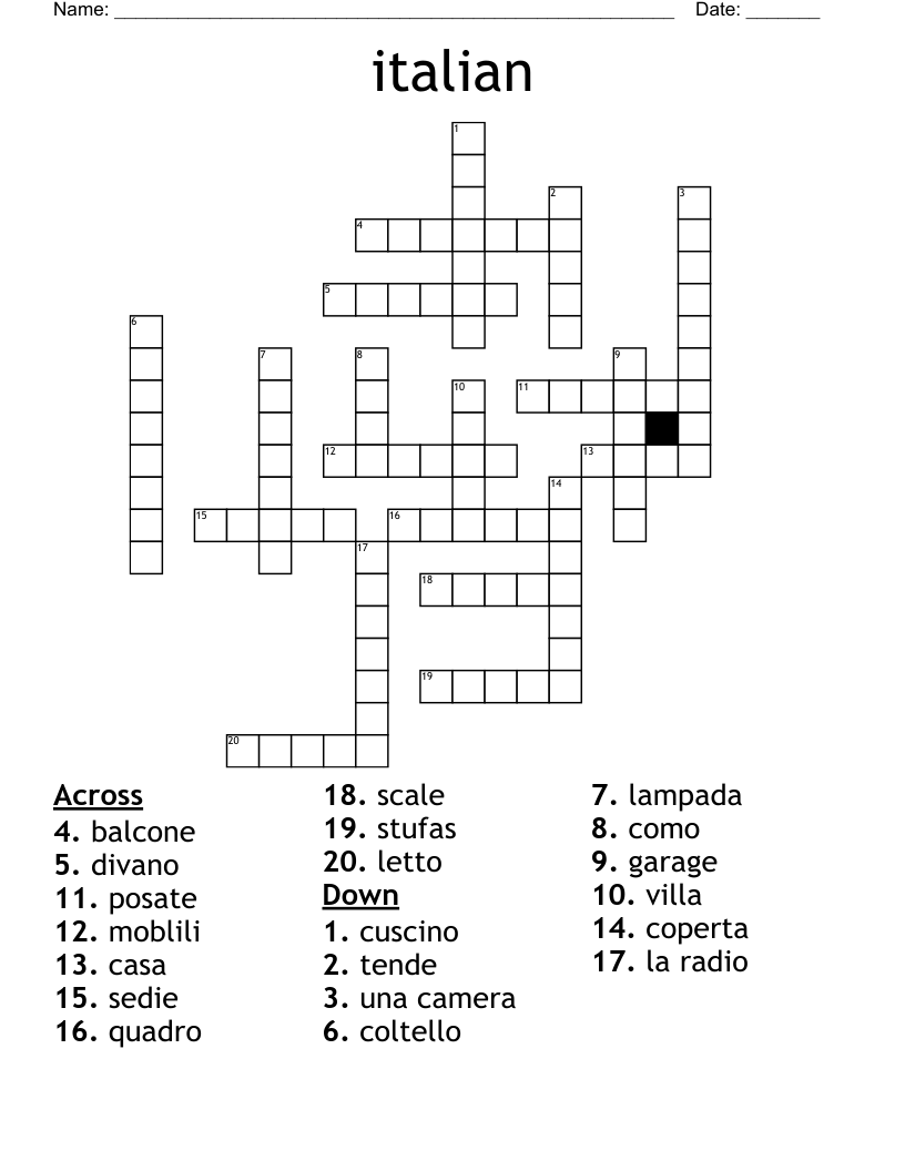 italian Crossword