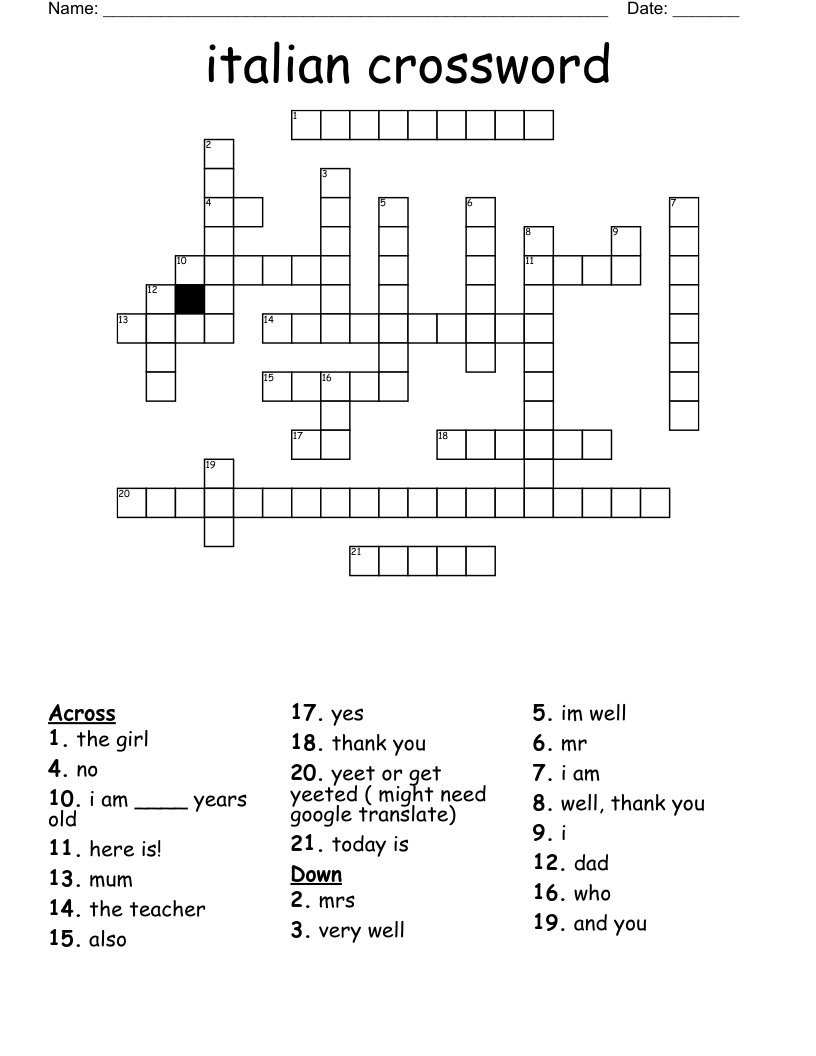 italian crossword