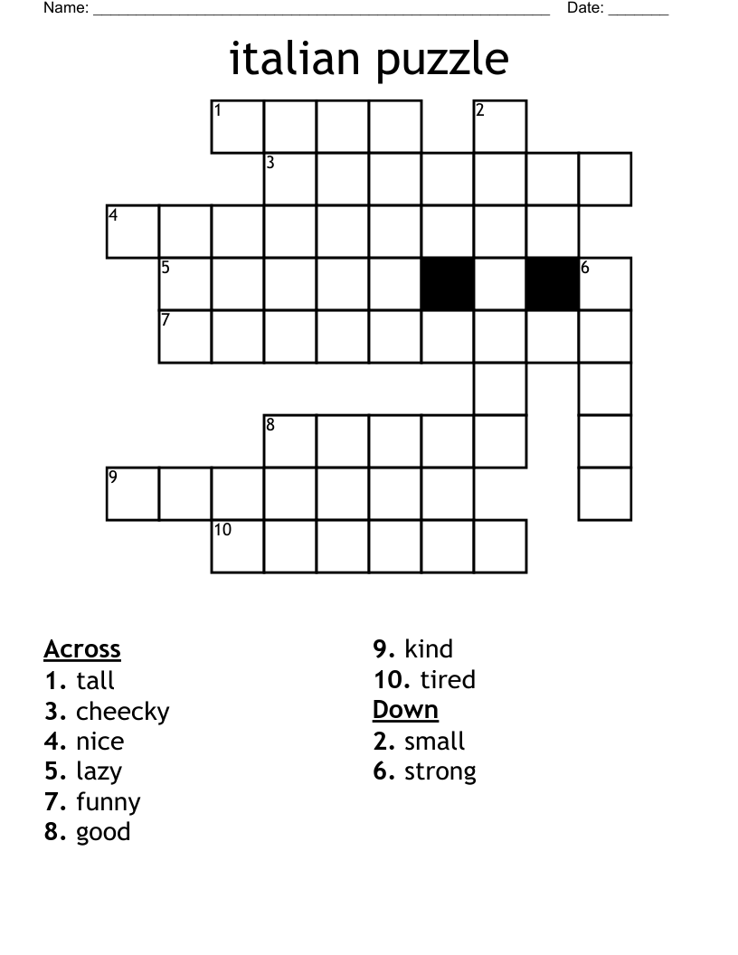 italian puzzle Crossword