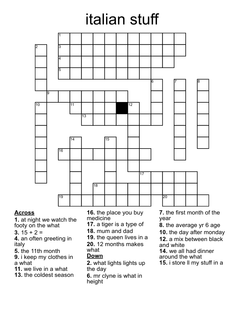 italian stuff Crossword
