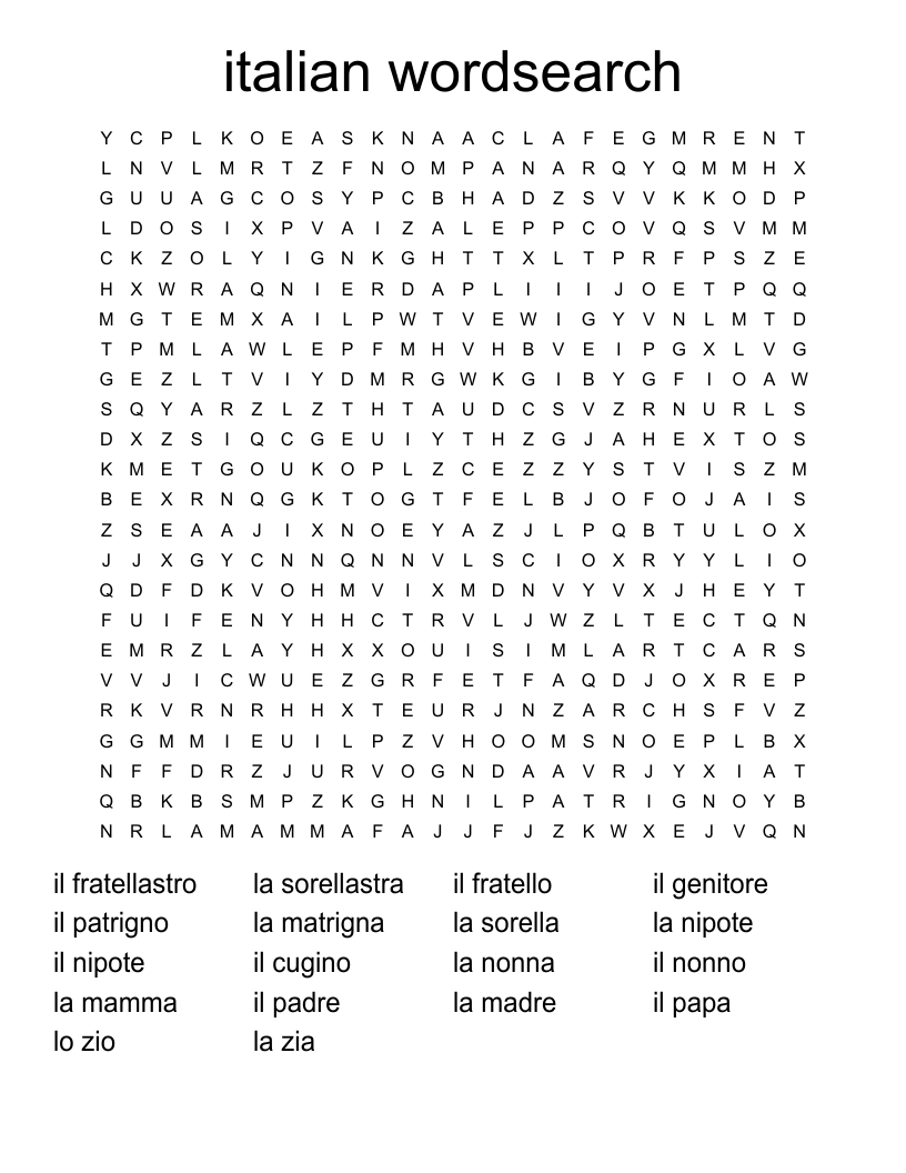 italian wordsearch