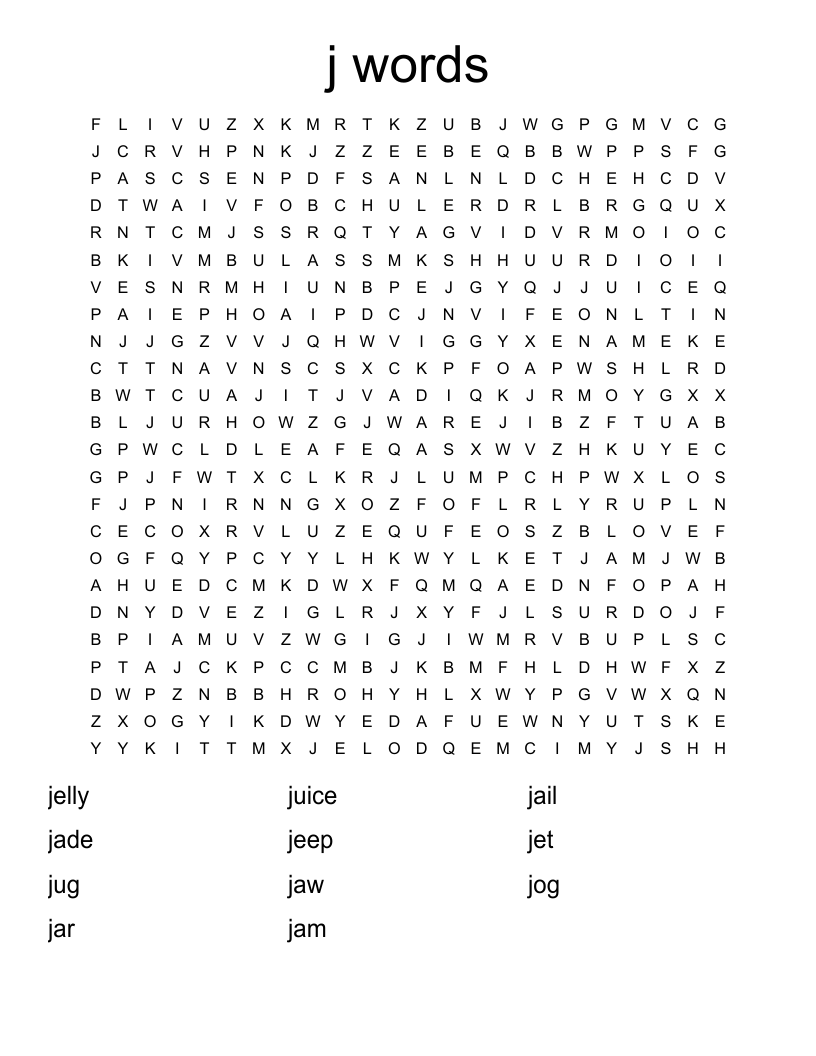 j words Word Search