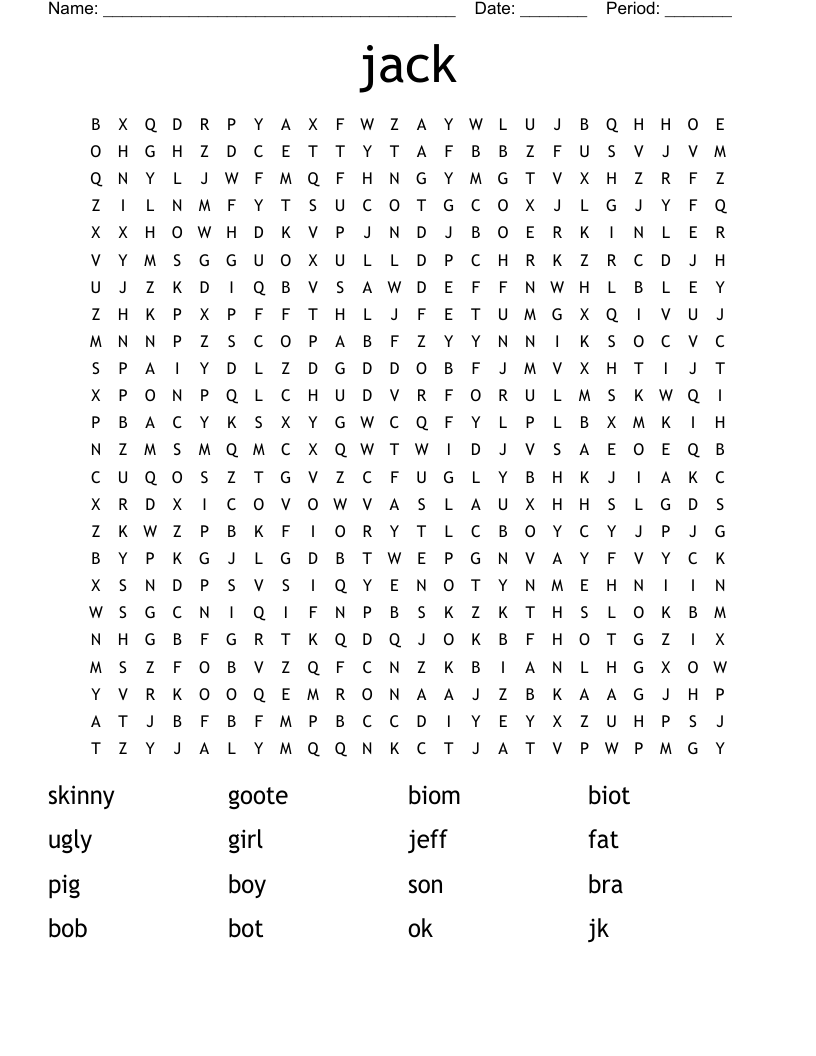 jack Word Search