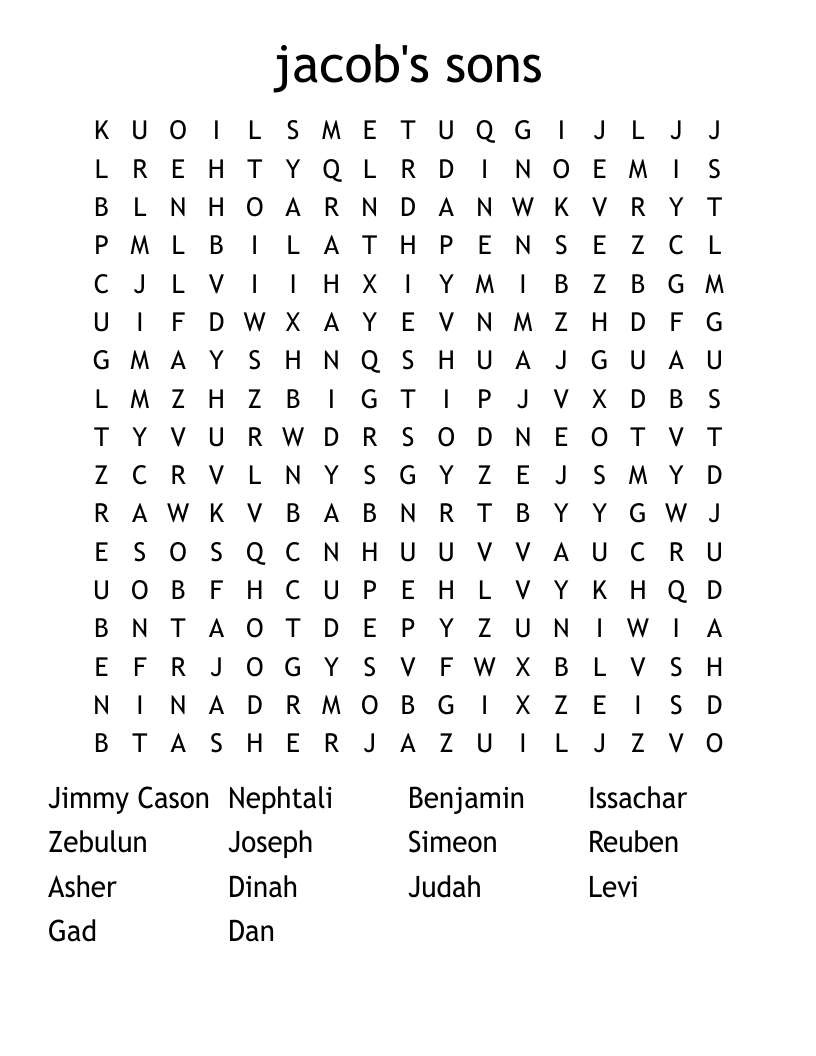 jacob's sons Word Search
