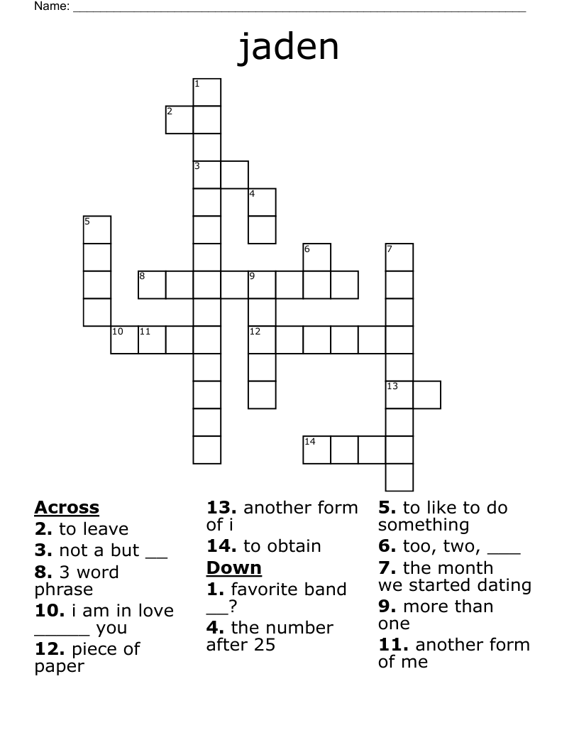 jaden Crossword