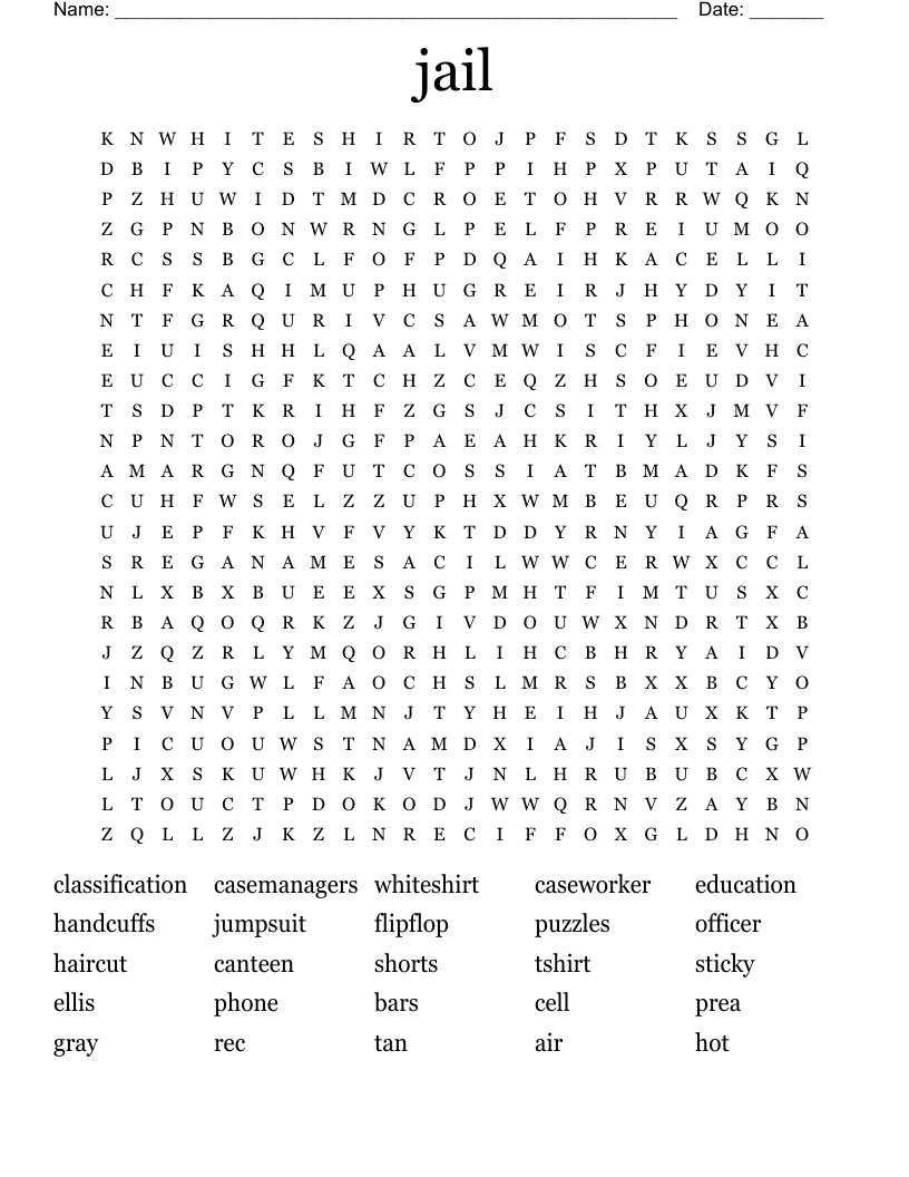 jail Word Search
