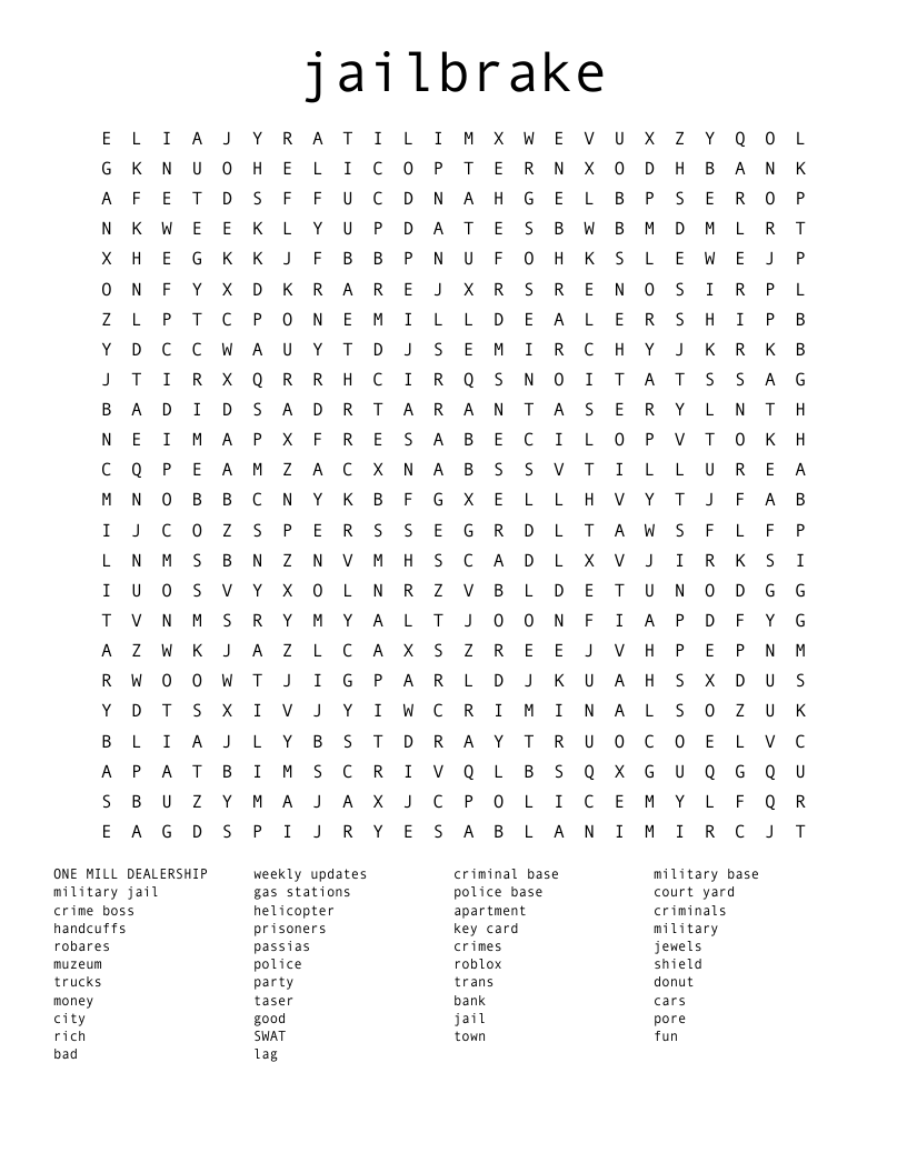 jailbrake Word Search