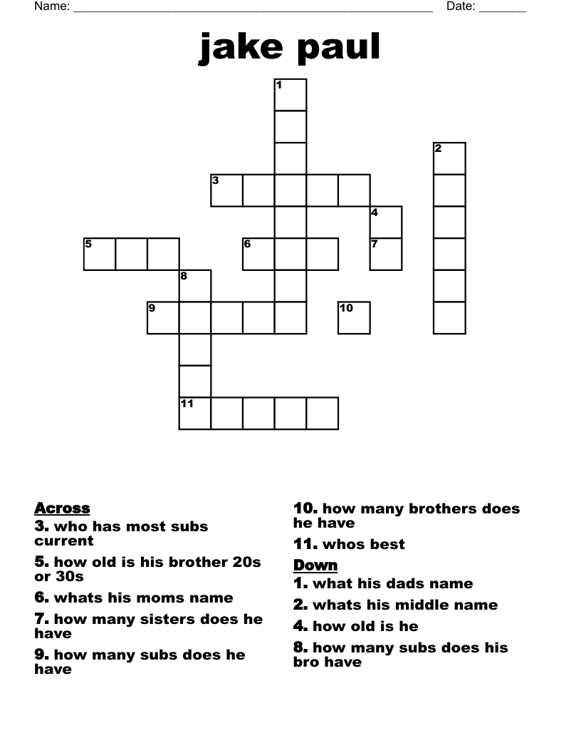 jake paul  Crossword