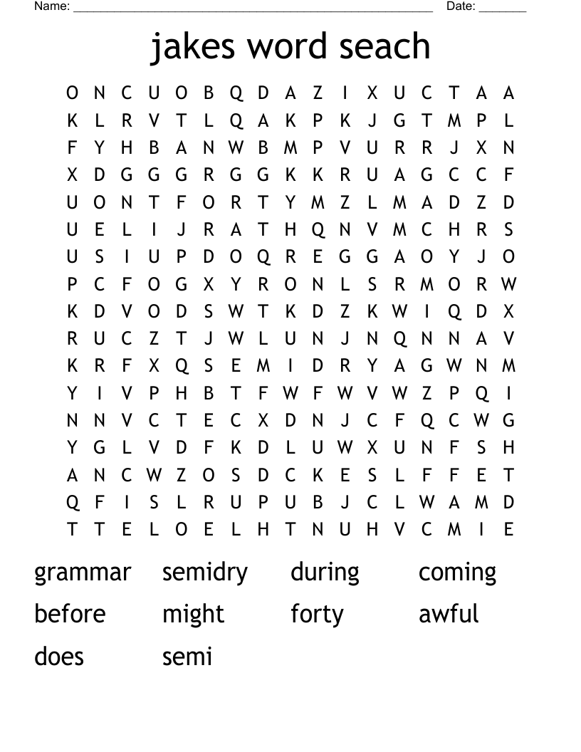 jakes word seach Word Search