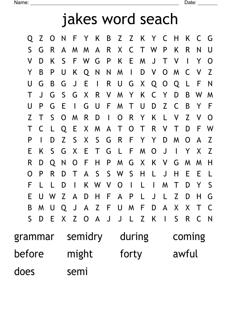 jakes word seach Word Search