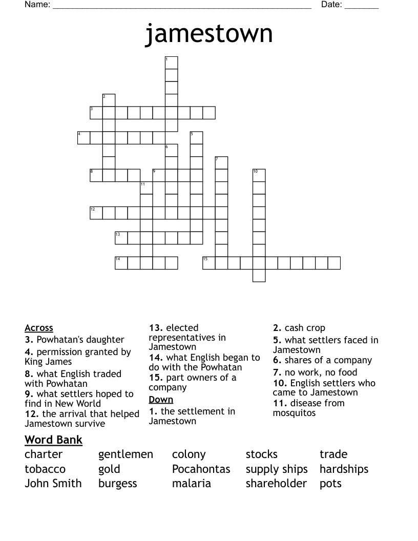 jamestown Crossword
