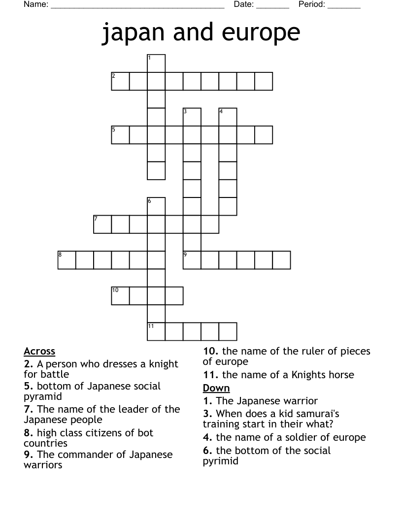 japan and europe Crossword