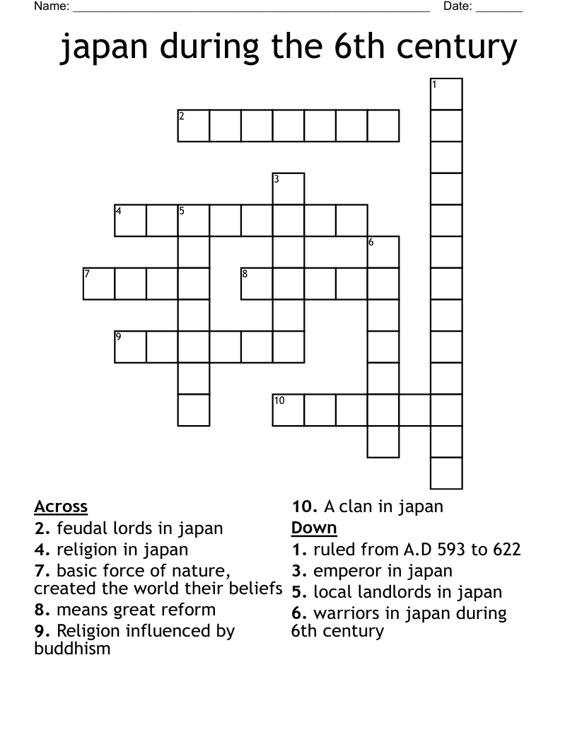 japan during the 6th century Crossword
