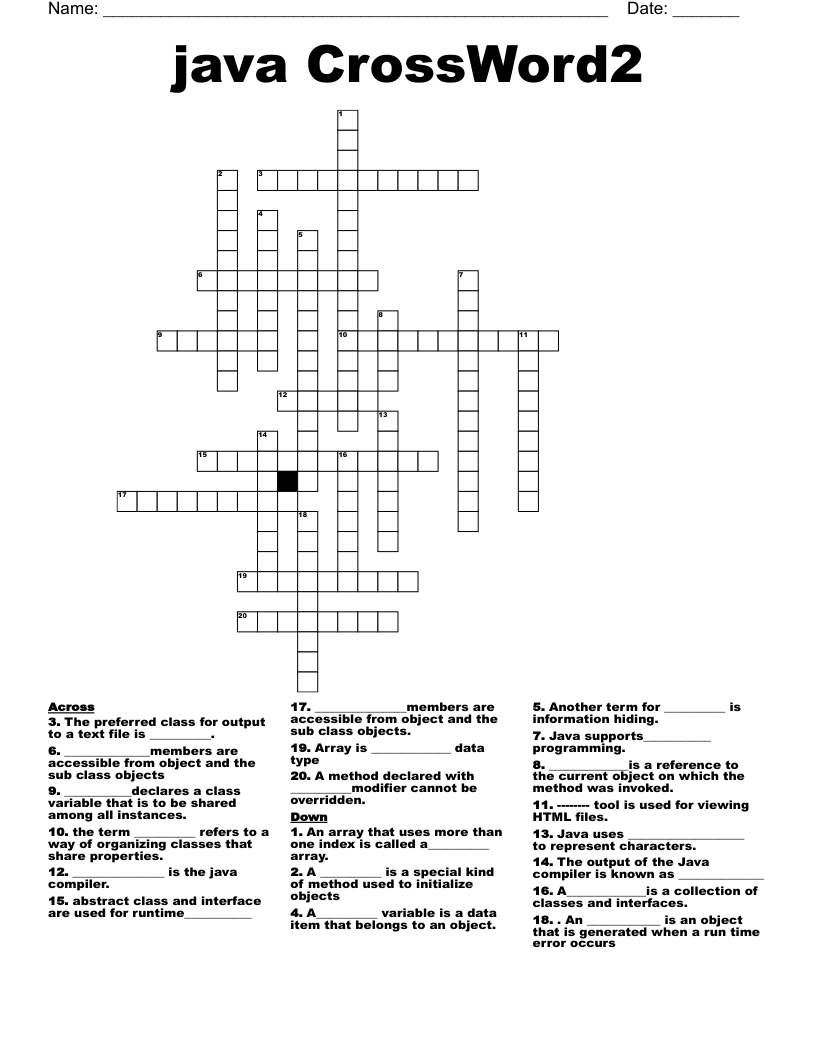 java CrossWord2