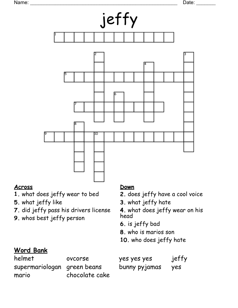 jeffy Crossword