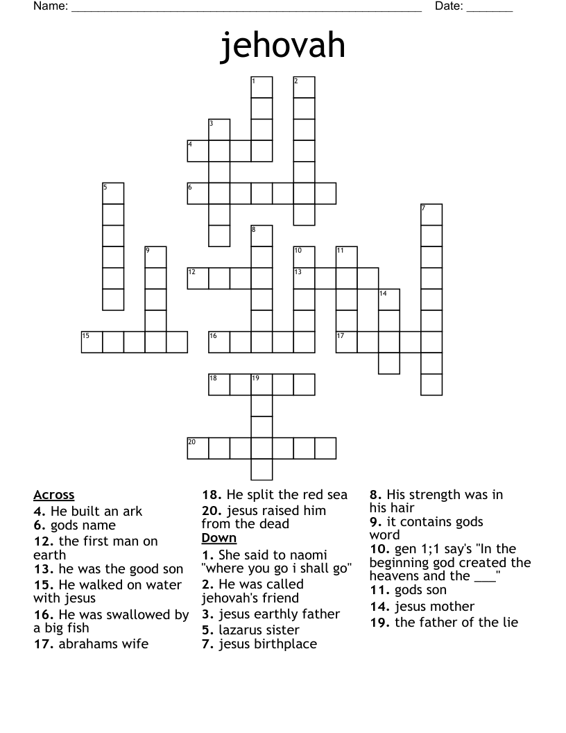 jehovah Crossword