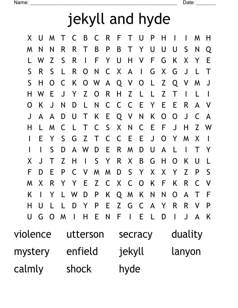 jekyll and hyde Word Search