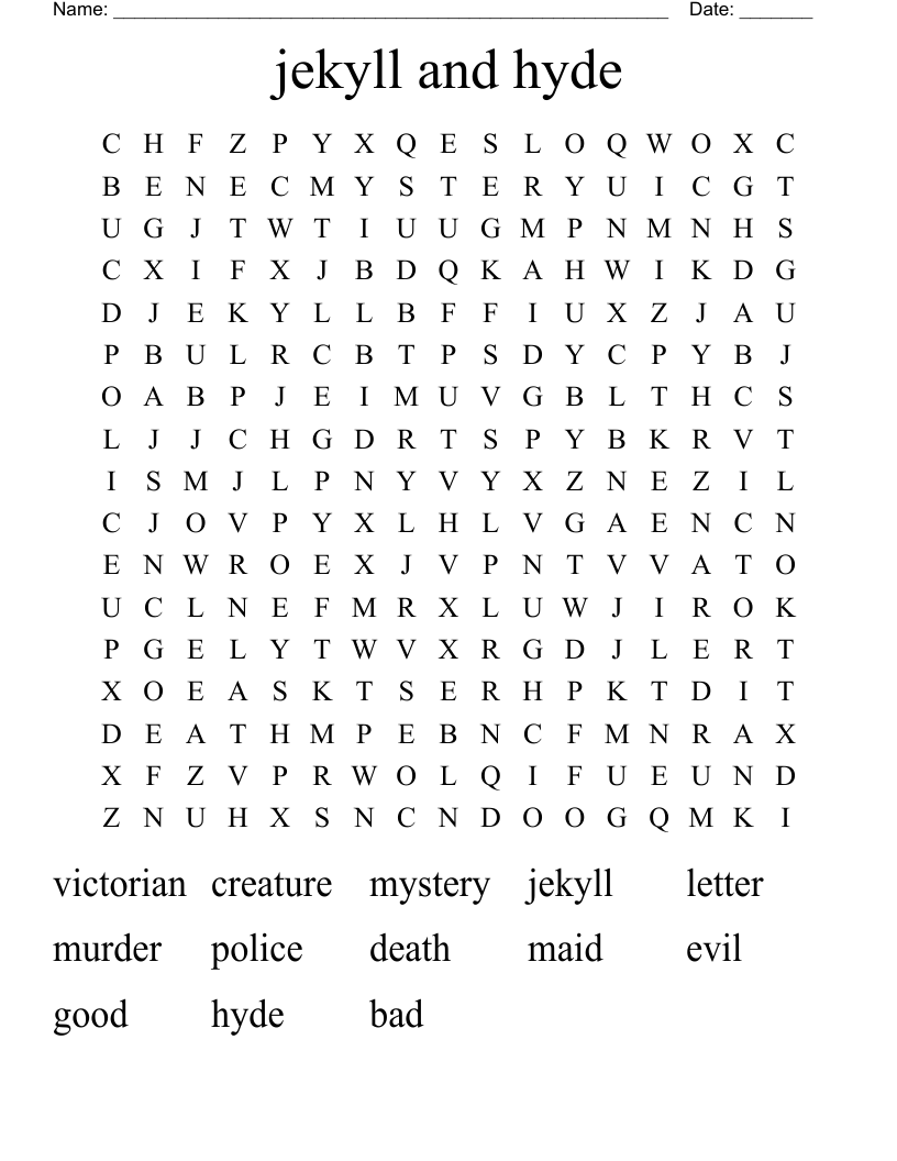 jekyll and hyde Word Search
