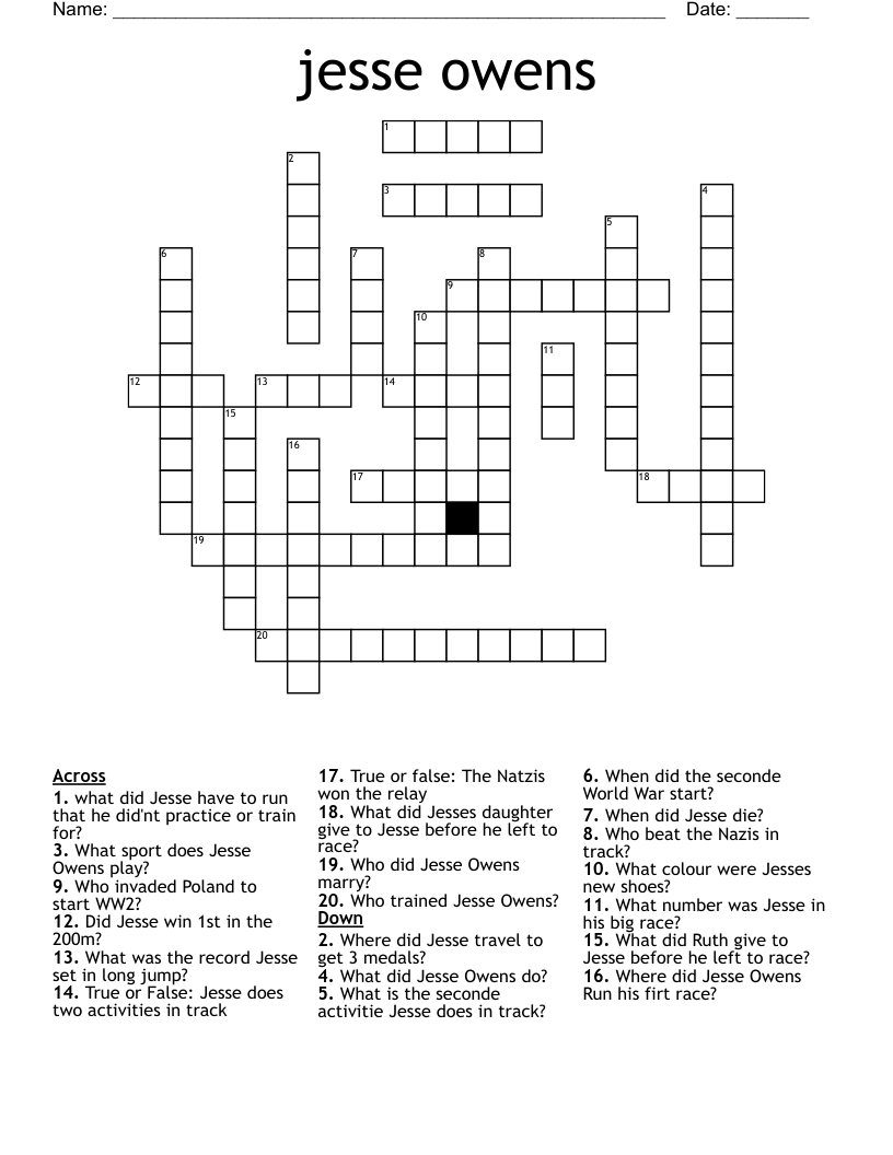 jesse owens Crossword