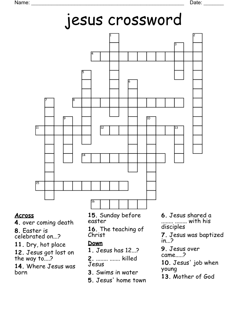 jesus crossword