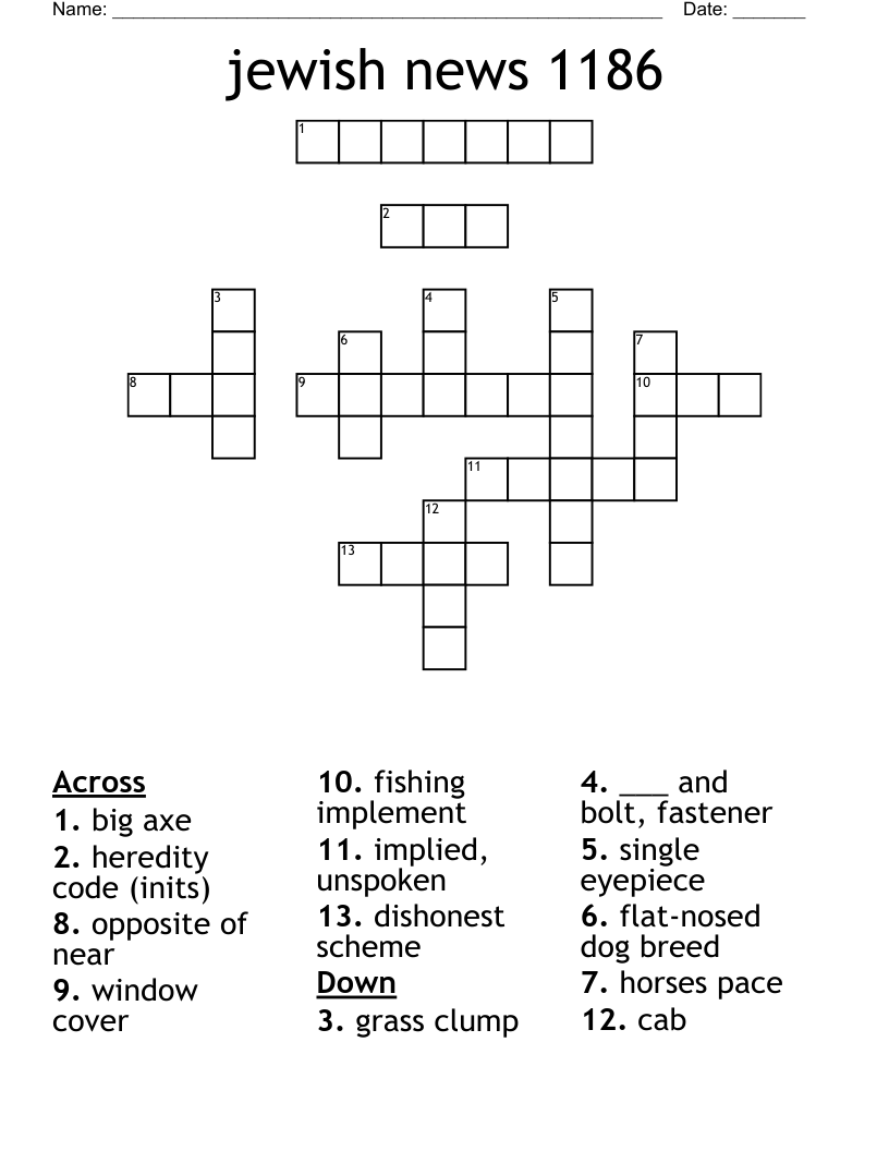 jewish news 1186 Crossword