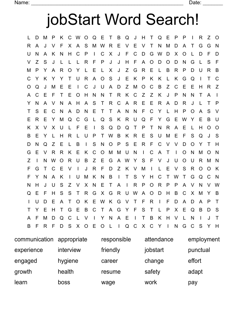 jobStart Word Search!