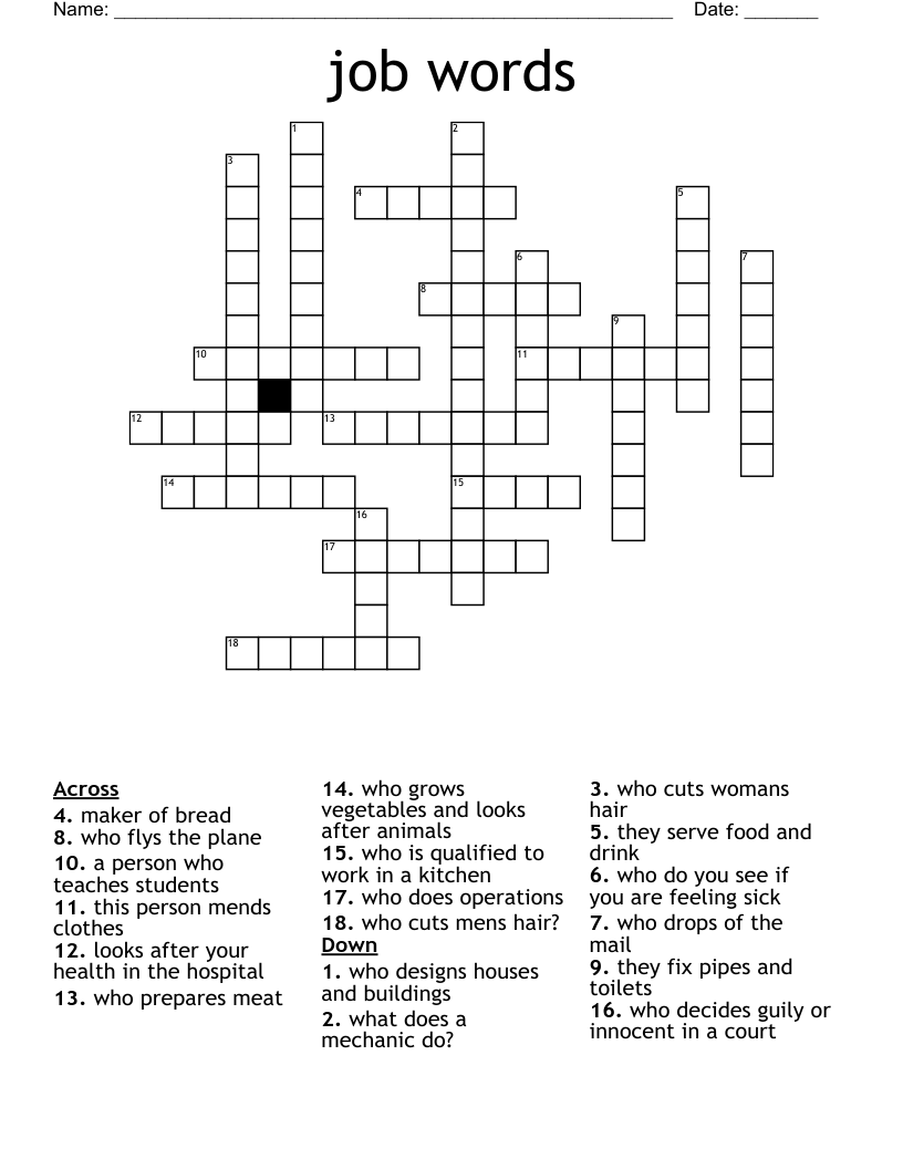 job words Crossword