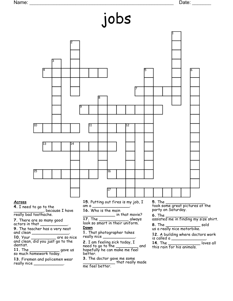 jobs Crossword