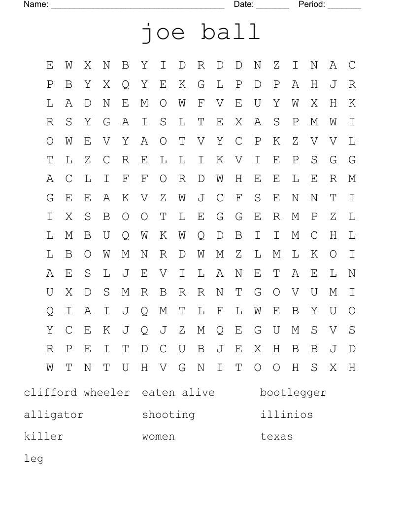 joe ball Word Search