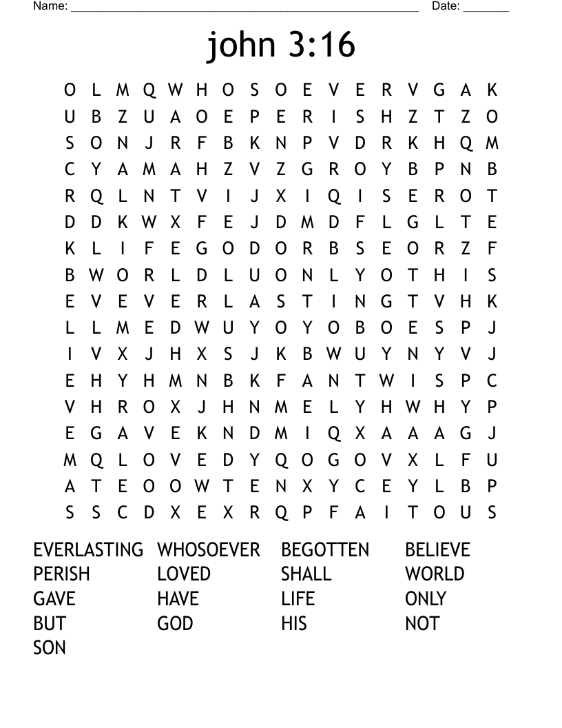 john 3:16 Word Search