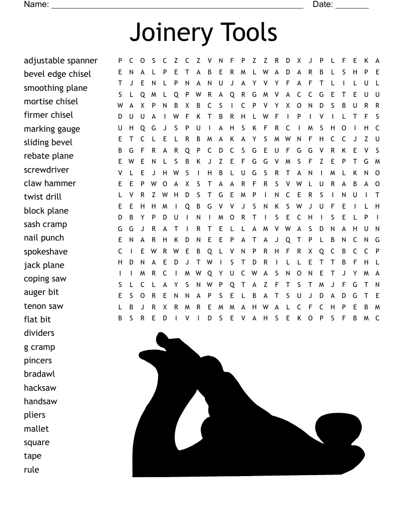 Joinery Tools Word Search