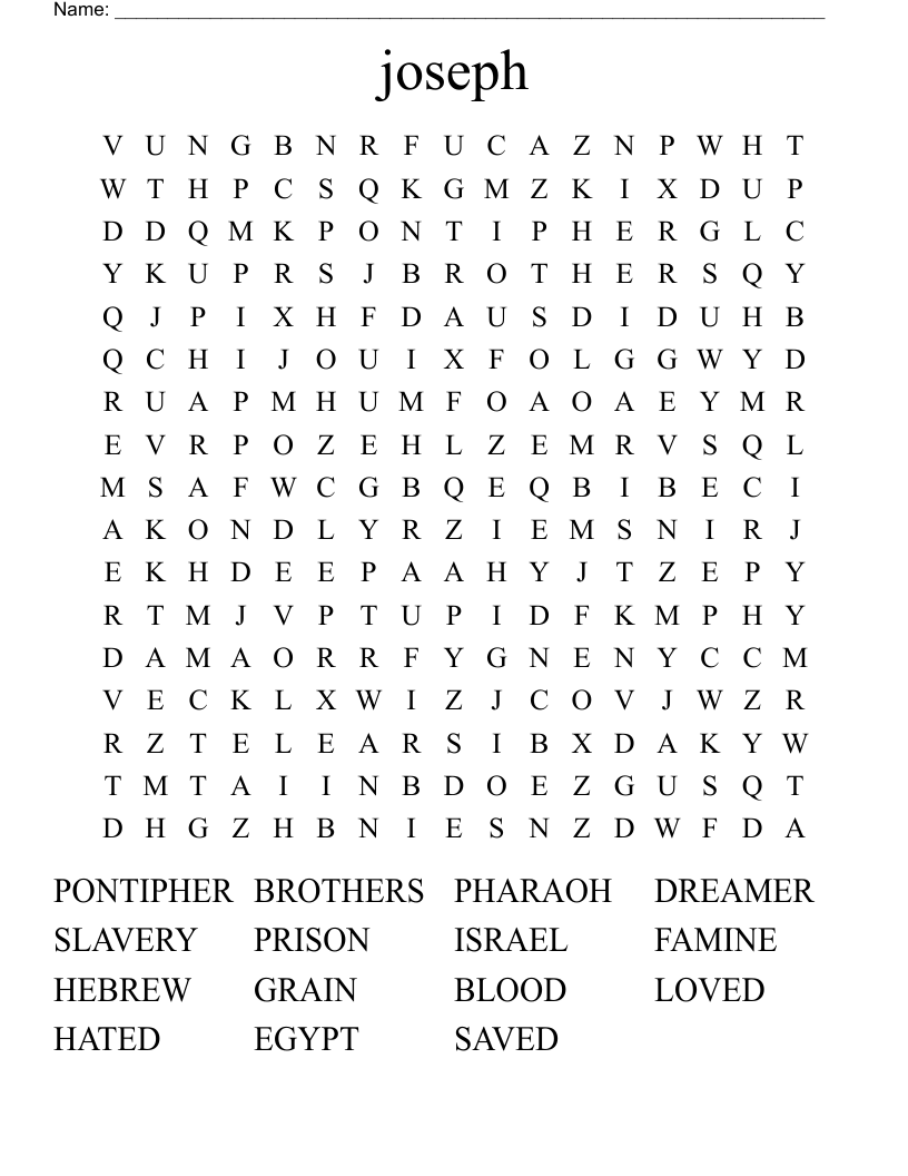 joseph Word Search