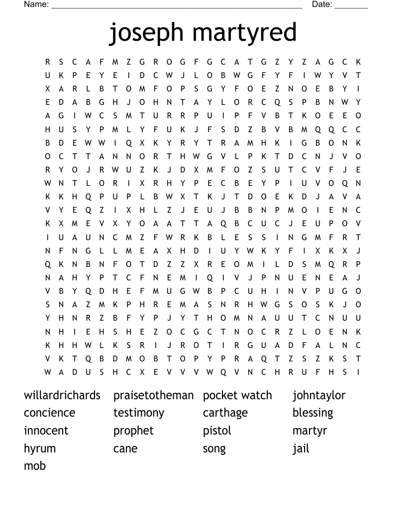 joseph martyred Word Search
