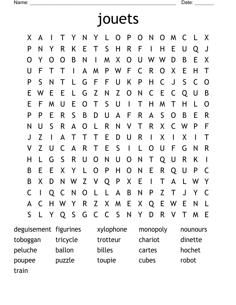 jouets Word Search