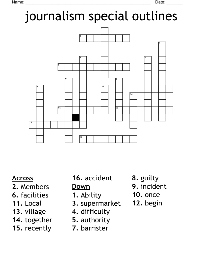 journalism special outlines Crossword