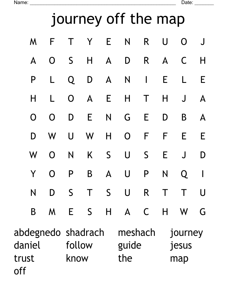 journey off the map Word Search