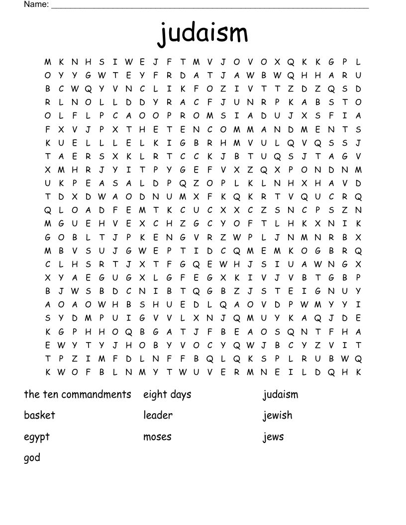 judaism Word Search