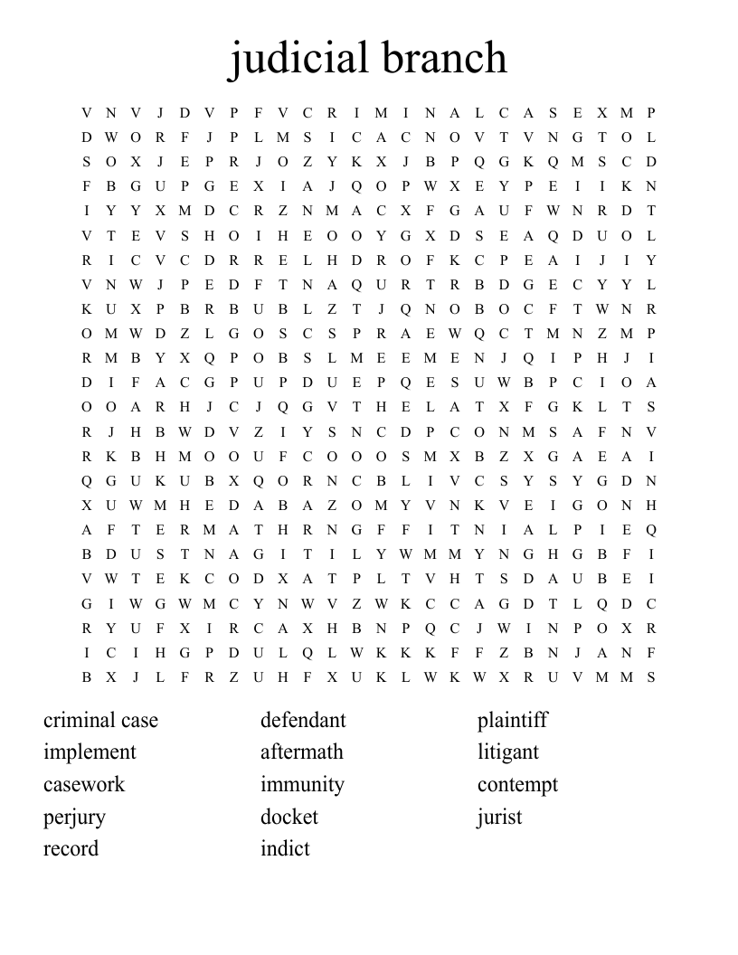 judicial branch Word Search