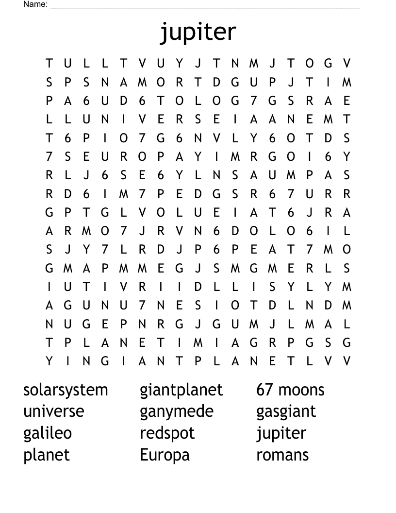 jupiter Word Search