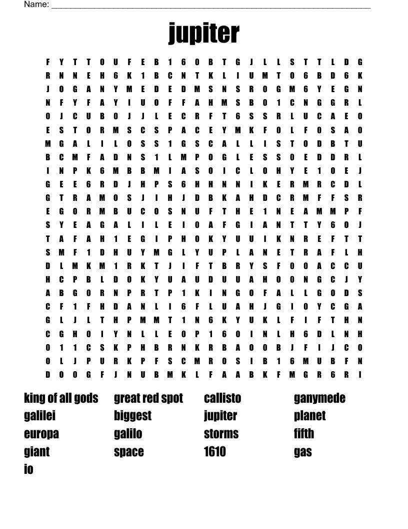 jupiter Word Search