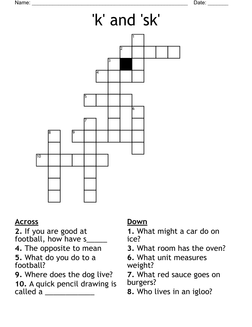 'k' and 'sk' Crossword
