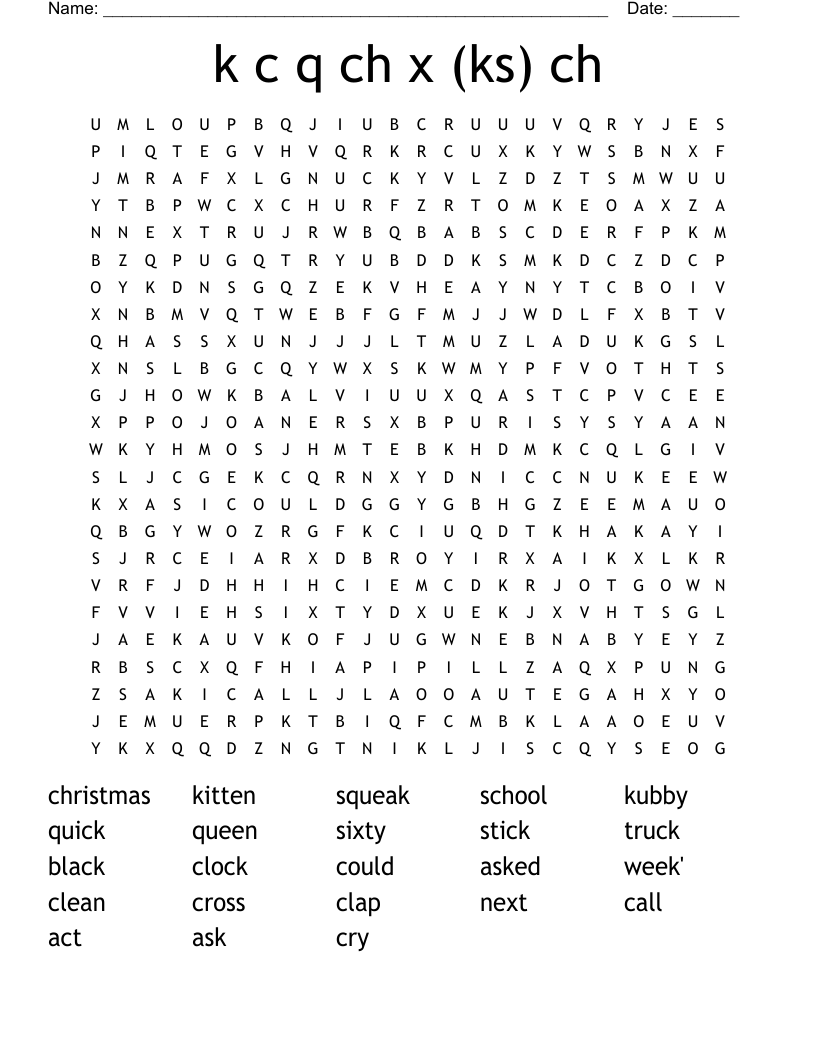 k c q ch x (ks) ch Word Search