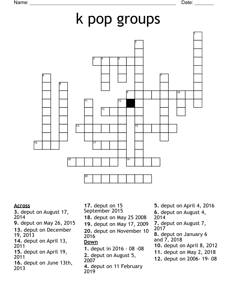 k pop groups Crossword