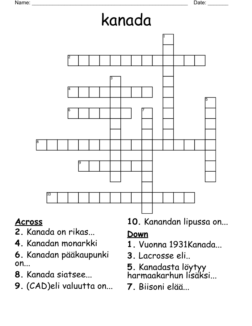 kanada Crossword