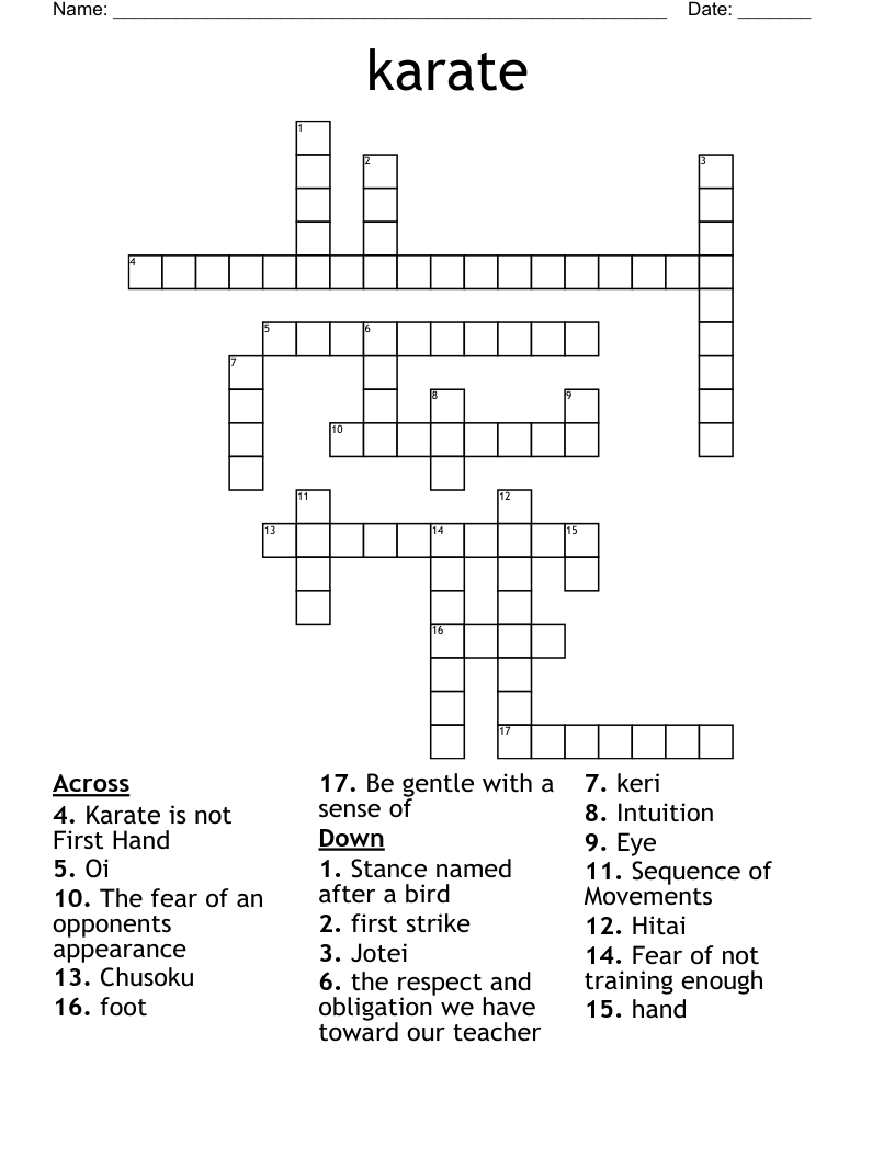 karate Crossword