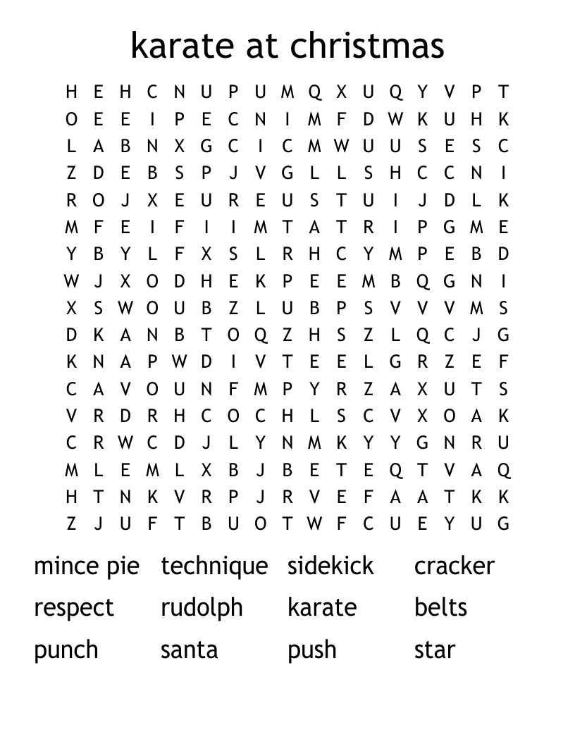 karate at christmas  Word Search