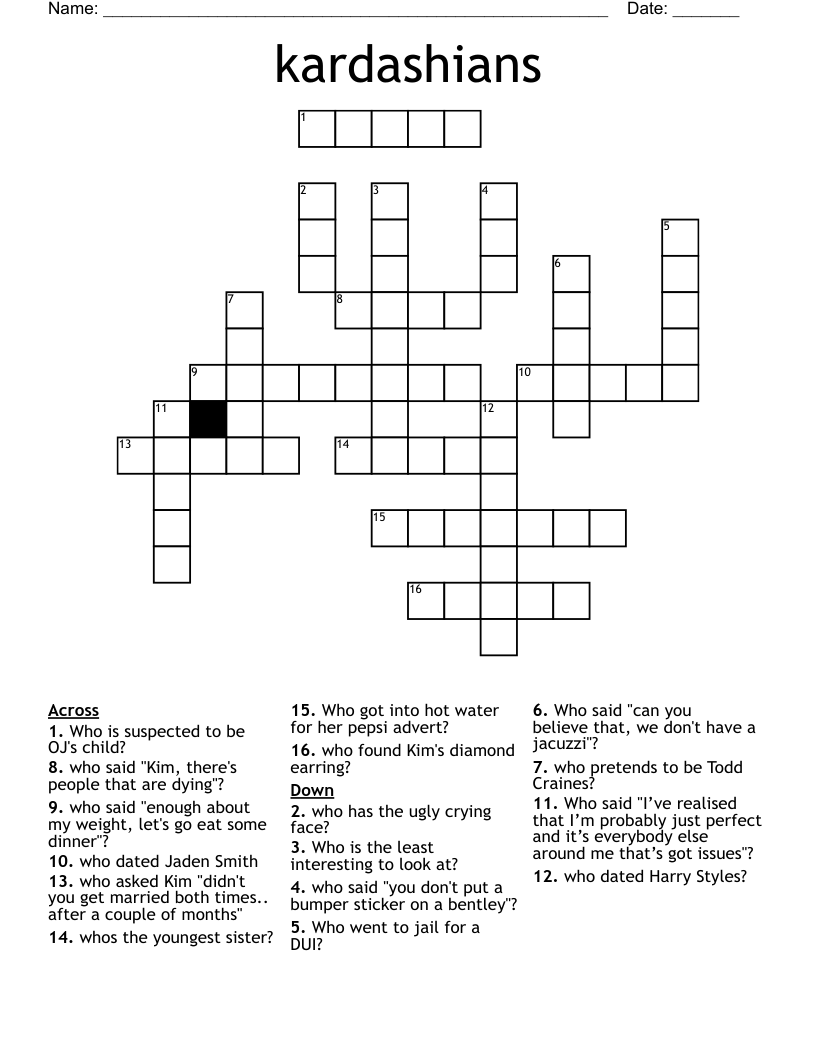 kardashians  Crossword