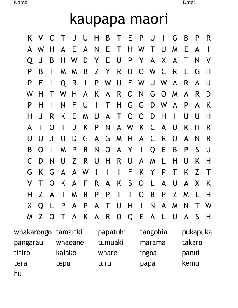 kaupapa maori Word Search