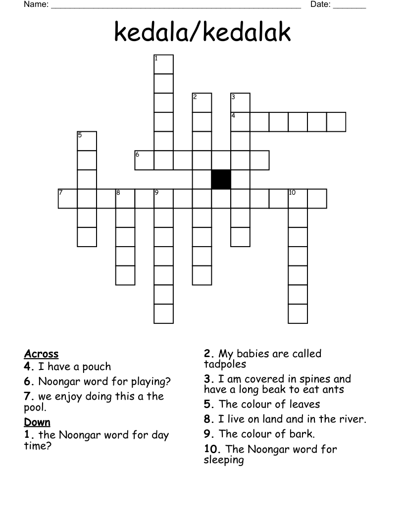 kedala/kedalak Crossword